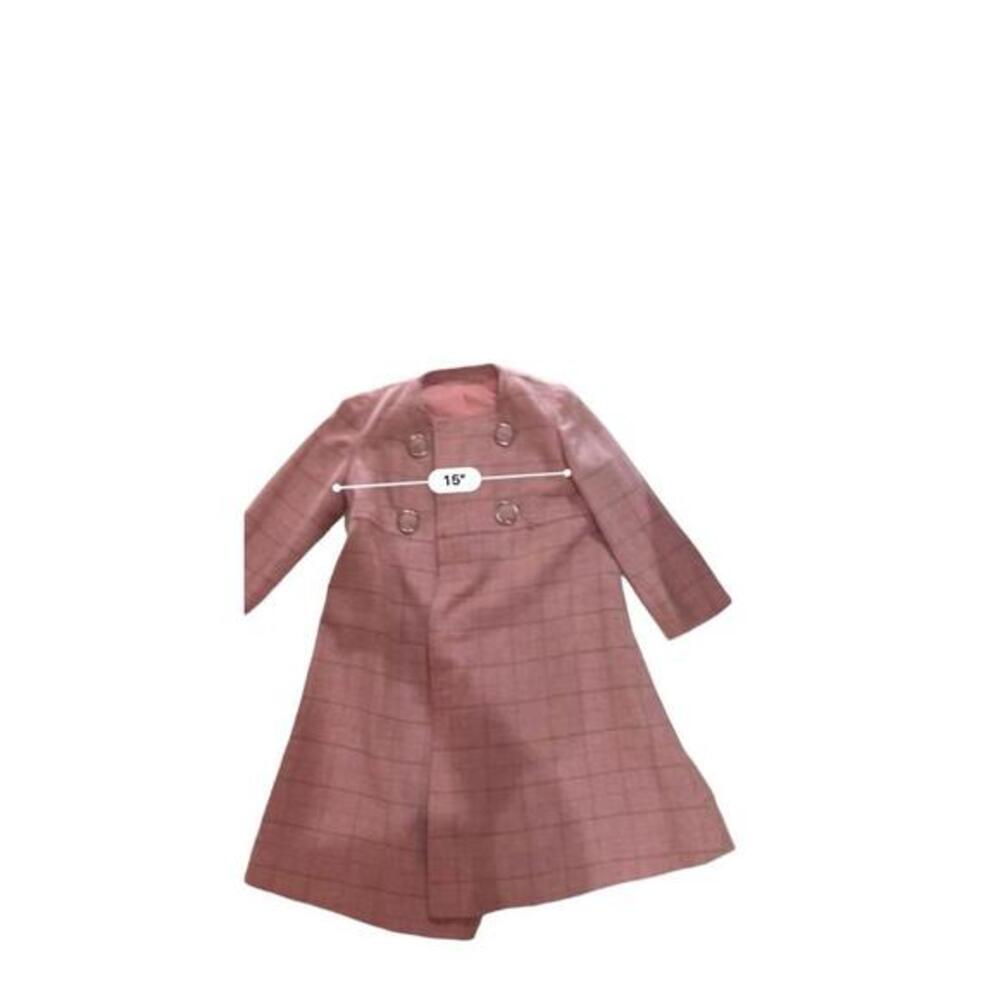 Vintage Womens Pink Plaid Coat Dress Set Double Breasted Jacket - Picture 6 of 12